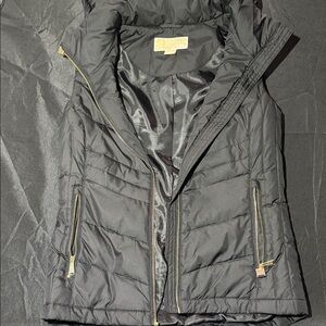 Michael Kors Black Puffer Vest with Gold Zippers